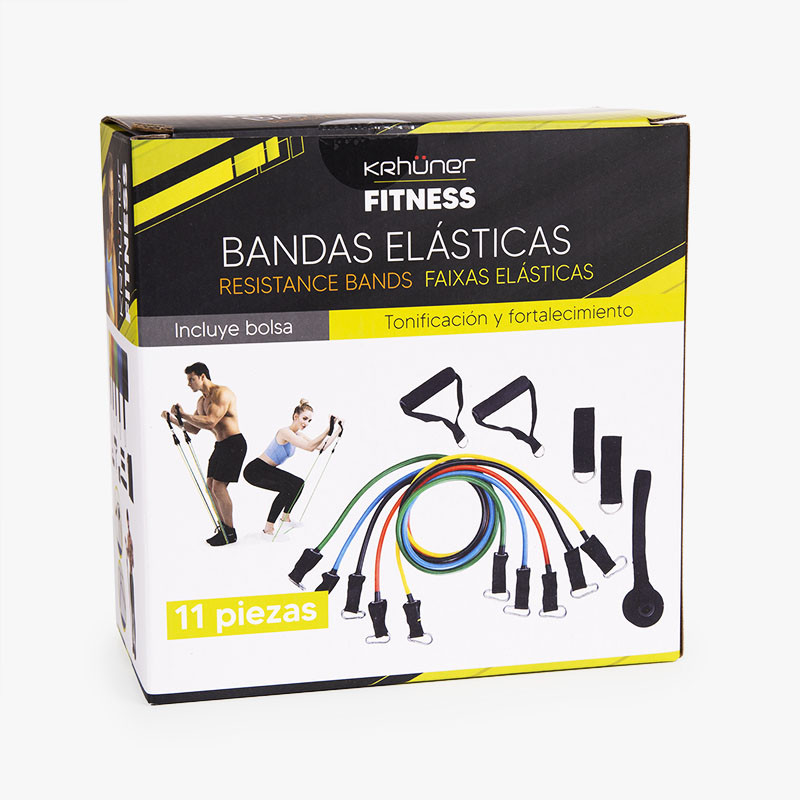 Bandas Elásticas Fitness/Bandas de Resistencia, Set de 5 Cintas Elásticas  Fitness y Musculación.