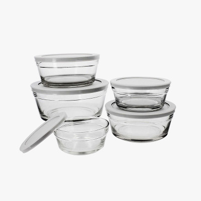 SET 5 TUPPERS CRISTAL CON TAPA