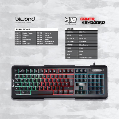 TECLADO GAMING BIWOND M18...