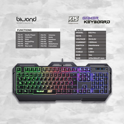 TECLADO GAMING BIWOND K15...